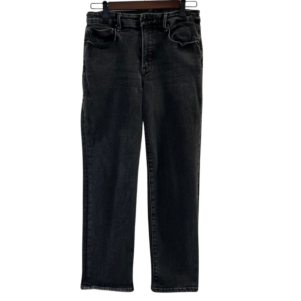 Good American Women's Distressed Black Cropped Jeans Size 10
